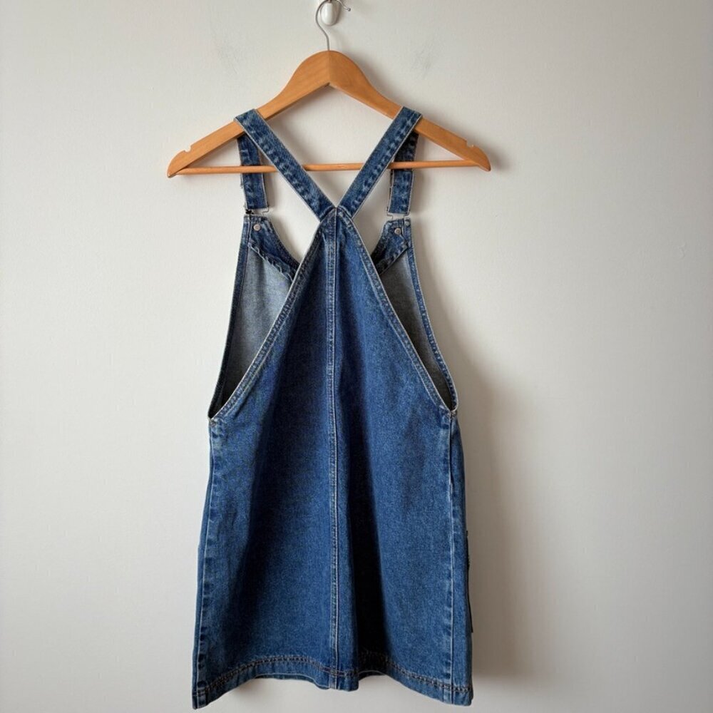 Topshop Front Zip Pinafore Overall Denim Dress NWT Size 4 - Picture 4 of 6